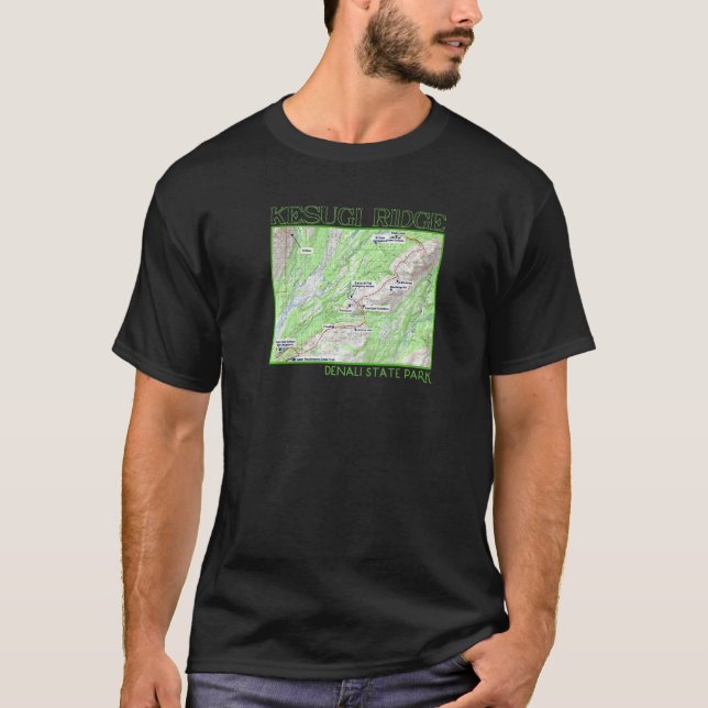 Camiseta Kesugi Ridge Hiking Map Denali State Park Alaska S (Anverso)