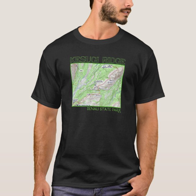 Camiseta Kesugi Ridge Hiking Map Denali State Park Alaska S (Anverso)