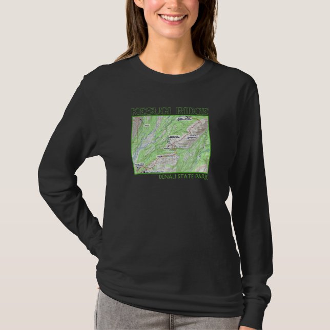 Camiseta Kesugi Ridge Hiking Map Denali State Park Alaska S (Anverso)