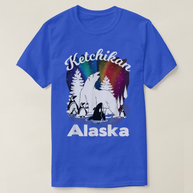 Camiseta Ketchikan Alaska Aurora Borealis Bear Orca Souveni (Diseño del anverso)