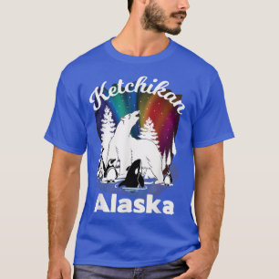 Camiseta Ketchikan Alaska Aurora Borealis Bear Orca Souveni
