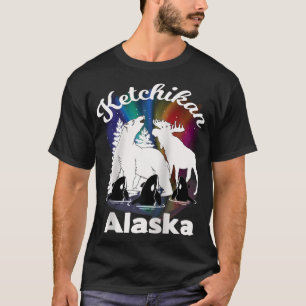 Camiseta Ketchikan Alaska Aurora Borealis oso Moose Orca S