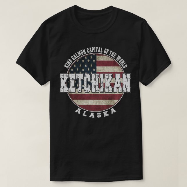 Camiseta Ketchikan Alaska Bandera estadounidense vintage (Diseño del anverso)