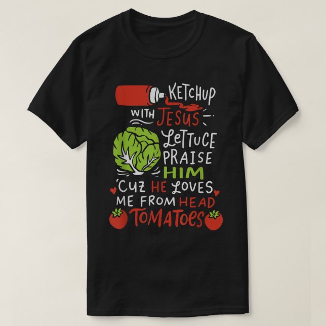 Camiseta Ketchup con Jesús Vegan Jesucristo Cristiano (Diseño del anverso)