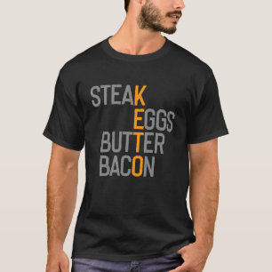 CAMISETA KETO STEAK HUEVOS BOTELLA BACON ESTILO DE VIDA