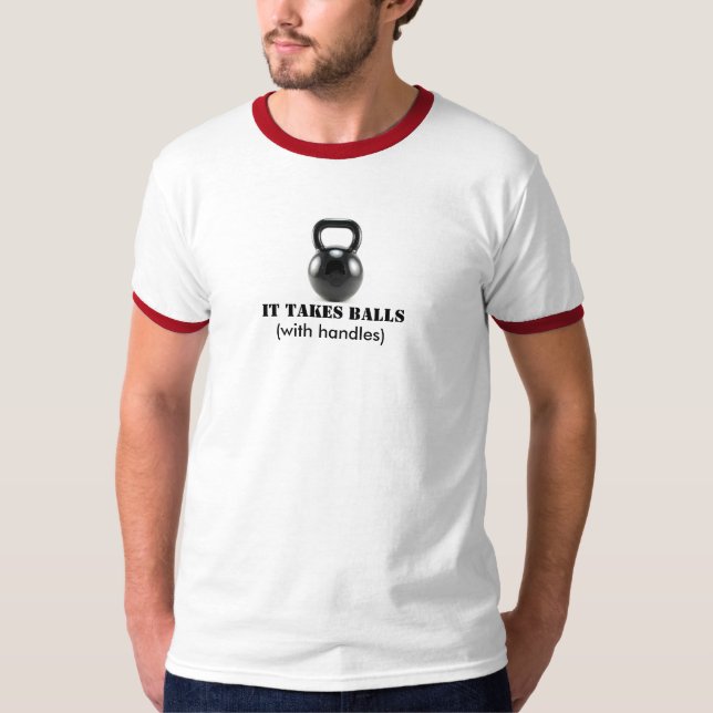 Camiseta kettlebell, toma bolas, (con las manijas) (Anverso)