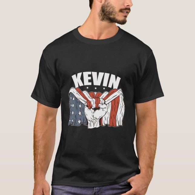 Camiseta Kevin Birthday Patriotic First Name Personalized U (Anverso)