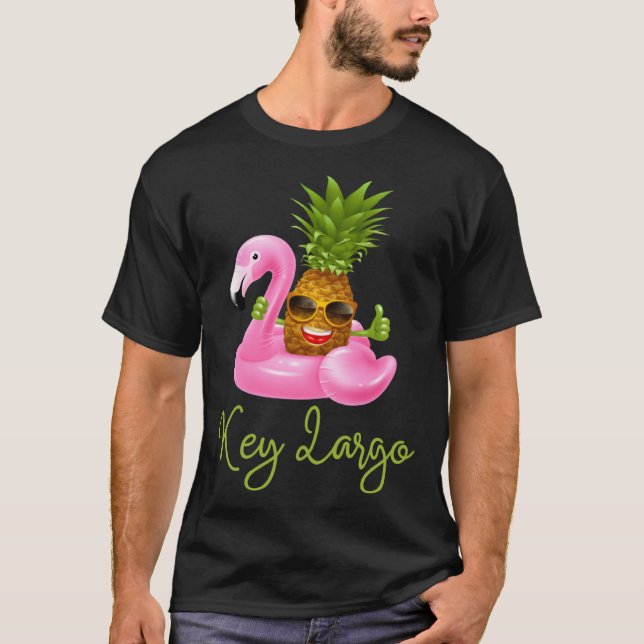 Camiseta Key Largo Florida Beach Tropical  Flamingo Pineapp (Anverso)