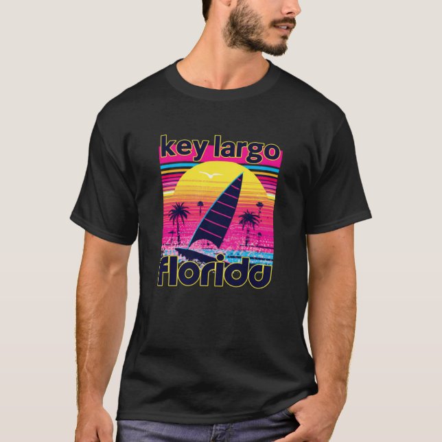 Camiseta Key Largo Retro 80s Style Souvenir Beach (Anverso)