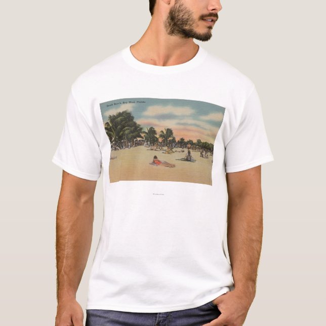 Camiseta Key West, FL - vista de Beath del sur con los (Anverso)