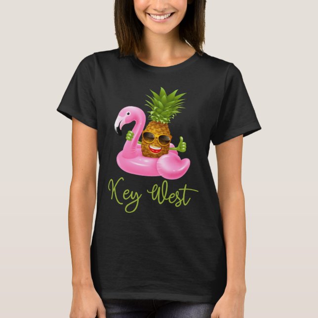 Camiseta Key West Florida Beach Tropical  Flamingo Pineappl (Anverso)