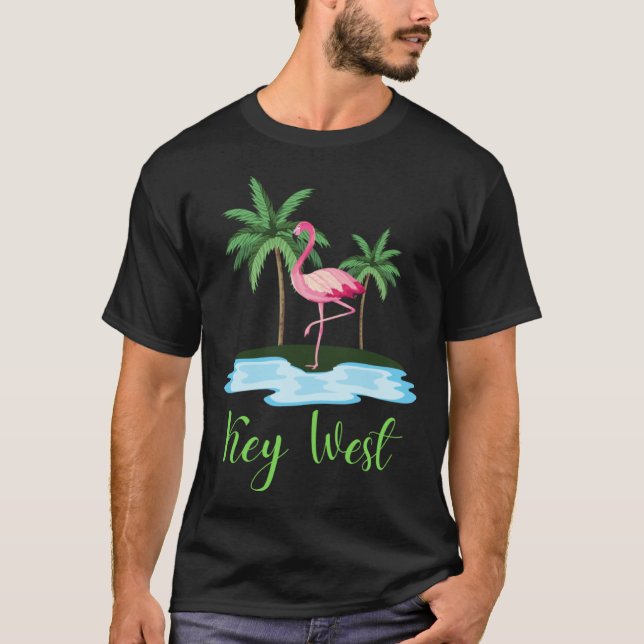 Camiseta Key West Florida Flamingo Tropical Beach Vacation  (Anverso)
