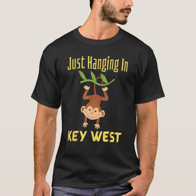 Camiseta Key West Florida Just Hanging Cute Monkey Vacation (Anverso)