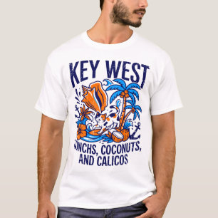 Camiseta Key West Florida Tropical Gatos Caracoles Y Cocos