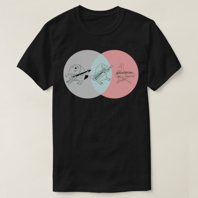 Camiseta Keytar Platypus Venn Diagram Gray Blue Pink (Diseño del anverso)