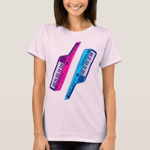 Camiseta Keytar retro vintage de Corey Tiger 80 rosa y azul