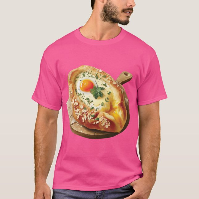 Camiseta Khachapuri Georgian Cheese and Egg Bread On A Wood (Anverso)