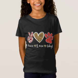 Camiseta Ki Peace Love Rescue Adopte Perro Cat Lover Costum