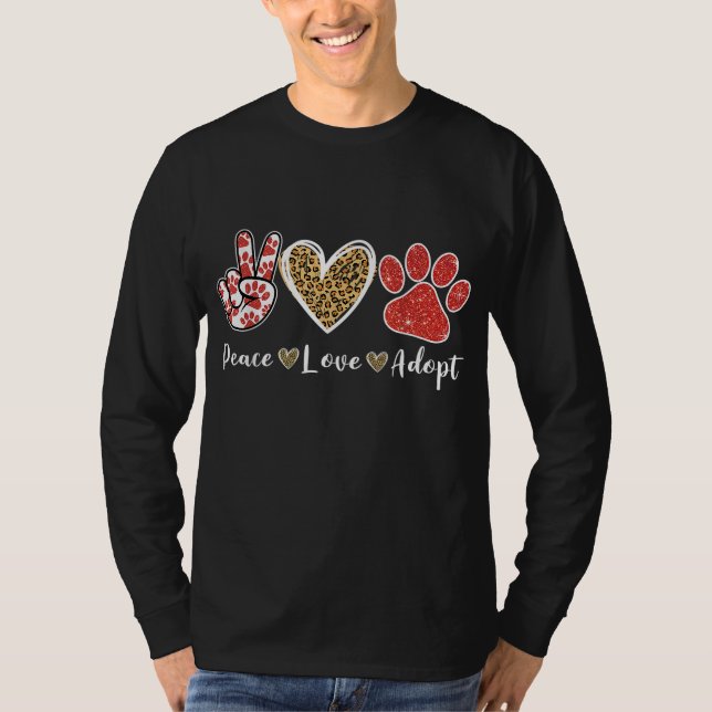 Camiseta Ki Peace Love Rescue Adopte Perro Cat Lover Costum (Anverso)