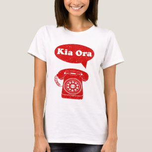 Camiseta Kia Ora Te Reo Maori Idioma Retro Teléfono