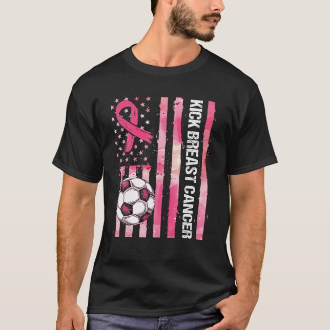 Camiseta Kick Breast Cancer Awareness Soccer Pink Ribbon Su (Anverso)