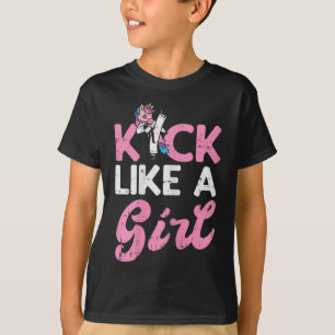 Camiseta Kick Like Chica Unicorn Karate Taekwondo Martial A