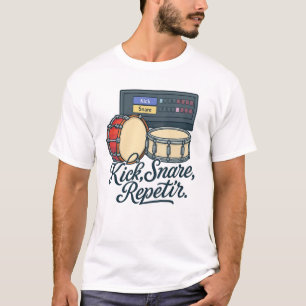 Camiseta Kick, Snare, Repetir – Drum Machine Producer Tee