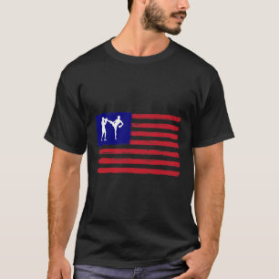Camiseta Kickboxing 4 de julio Patriótico Distorsionado Ame