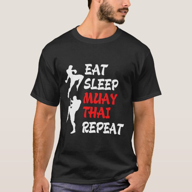 Camiseta Kickboxing Boxeo Tailandés Comer Dormir Muay Thai  (Anverso)