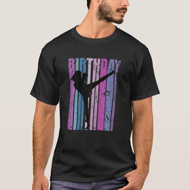 Camiseta Kickboxing Cumpleaños Mujeres Kickboxer Retro Vint (Anverso)