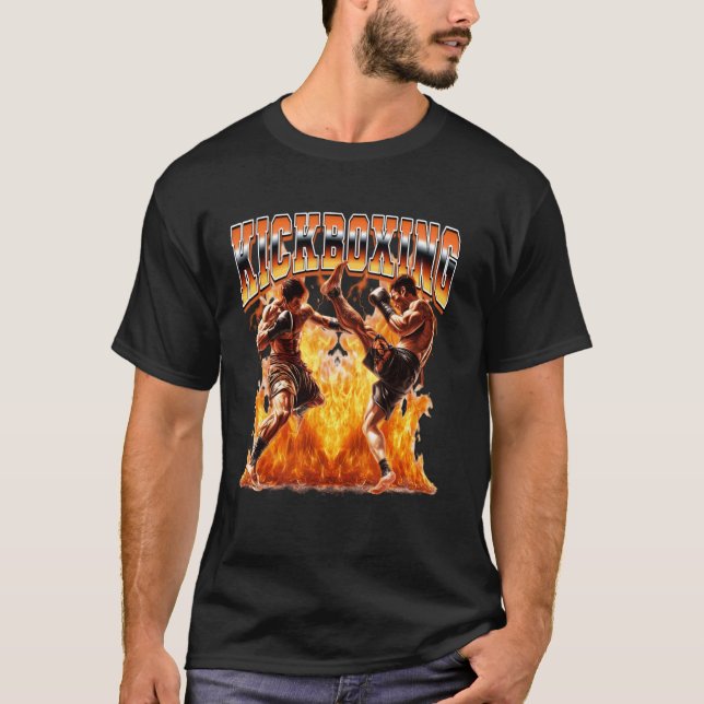 Camiseta Kickboxing Kickboxer Llamas Estilo Bootleg 90s (Anverso)