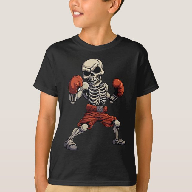 Camiseta Kickboxing Skeleton Boxing divertido boxeo (Anverso)