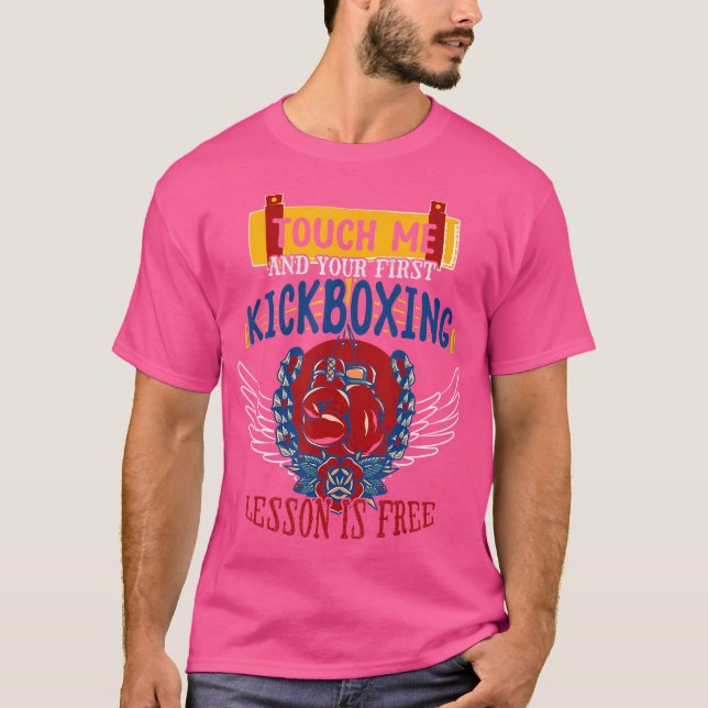 Camiseta Kickboxing Tócame y tu primera lección es gratis (Anverso)