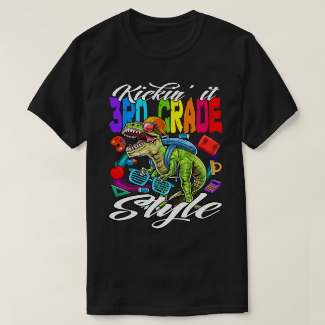 Camiseta Kickin' It 3rd Grade Style Back To School Monster  (Diseño del anverso)
