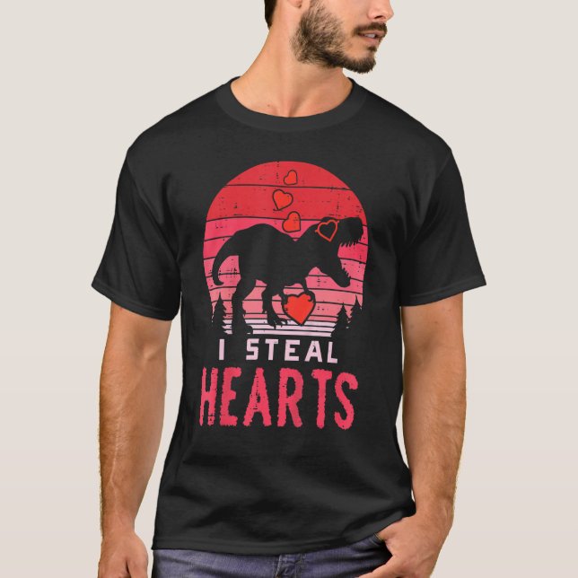 Camiseta Kid I Steal Hearts Dino Trex Toddler Baby Boy Vale (Anverso)