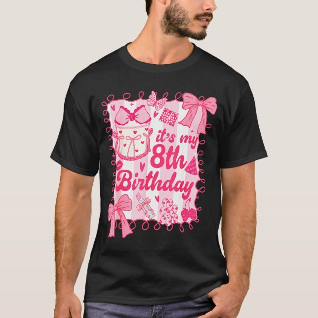 Camiseta Kid Its My 8th Birthday Coquette Aesthetic 8 Years (Anverso)