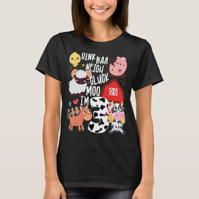 Camiseta Kid Oink Baa Neigh Cluck Moo Im 3 Partido de Cumpl (Anverso)
