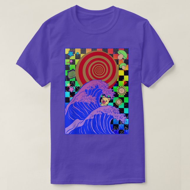 Camiseta Kidcore Aesthetic Japanese Vaporwave Great Wave Of (Diseño del anverso)