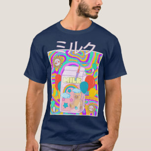 Camiseta Kidcore Aesthetic Japonés Kawaii Leche Cartón 80 