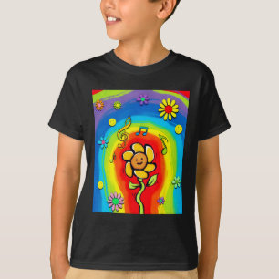 Camiseta Kidcore Estético Rainbow Dancing Flor 80s 90s R