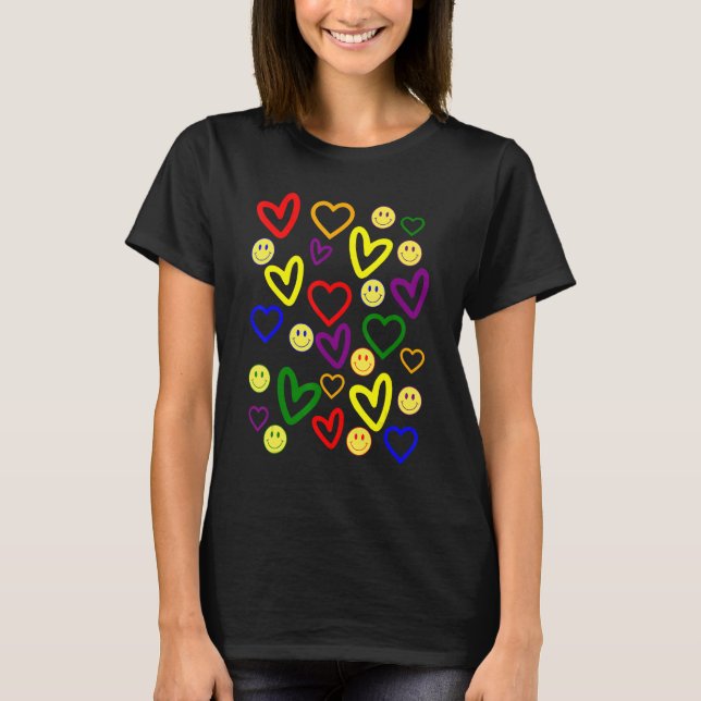 Camiseta Kidcore Heart Faces Estético (Anverso)