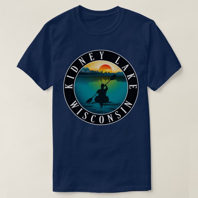 Camiseta Kidney Lake Wisconsin Kayak (Diseño del anverso)