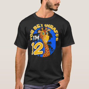 Camiseta Kids12th Birthday Giraffe Zoo Tema Tween Birthda