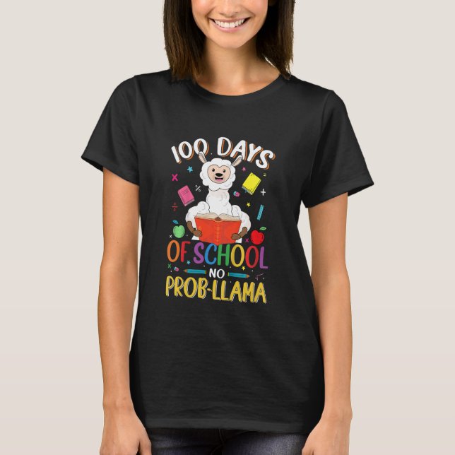 Camiseta Kids 100 Days Of School No Prob-llama Llama Teache (Anverso)