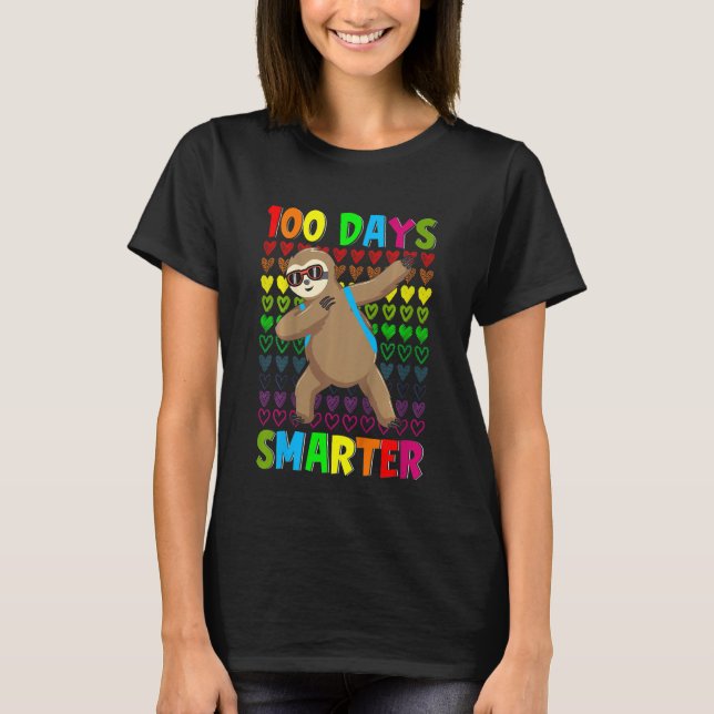 Camiseta Kids 100 Days Smarter Hearts Dabbing Sloth 100th D (Anverso)