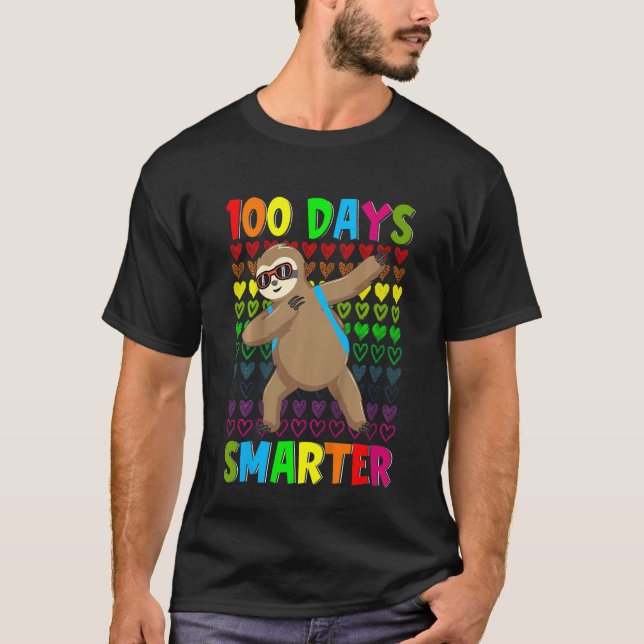 Camiseta Kids 100 Days Smarter Hearts Dabbing Sloth 100th D (Anverso)