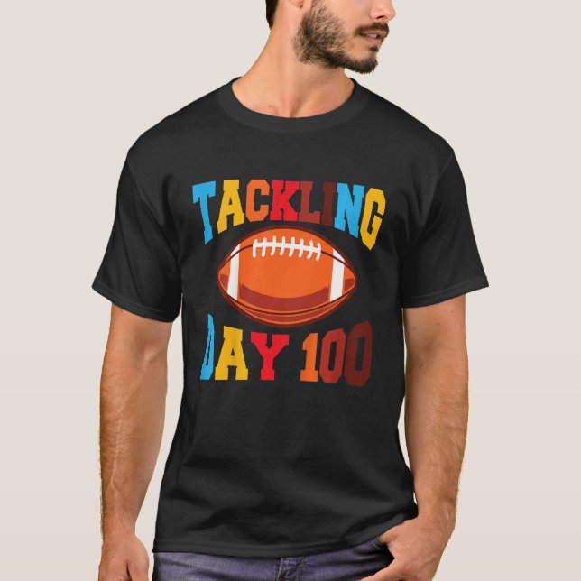 Camiseta Kids 100th Day Of School Football Tackling Day 100 (Anverso)