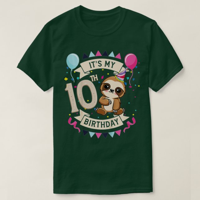 Camiseta Kids 10 Year Old Sloth Girl 10th Birthday Party Cu (Diseño del anverso)