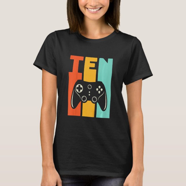 Camiseta Kids 10th Birthday Video Game Controller 10 Years (Anverso)