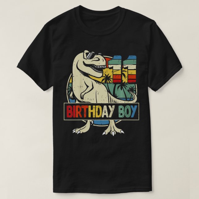 Camiseta Kids 11th Birthday Boy Dino  Rex Dinosaur Boys Mat (Diseño del anverso)
